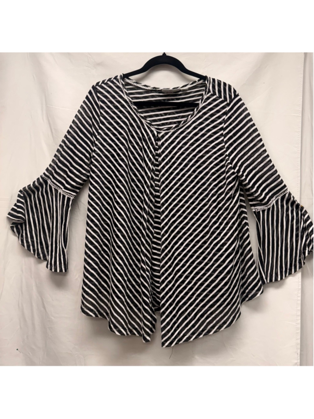 Women's Studio JPR Black White Striped Tunic Top L